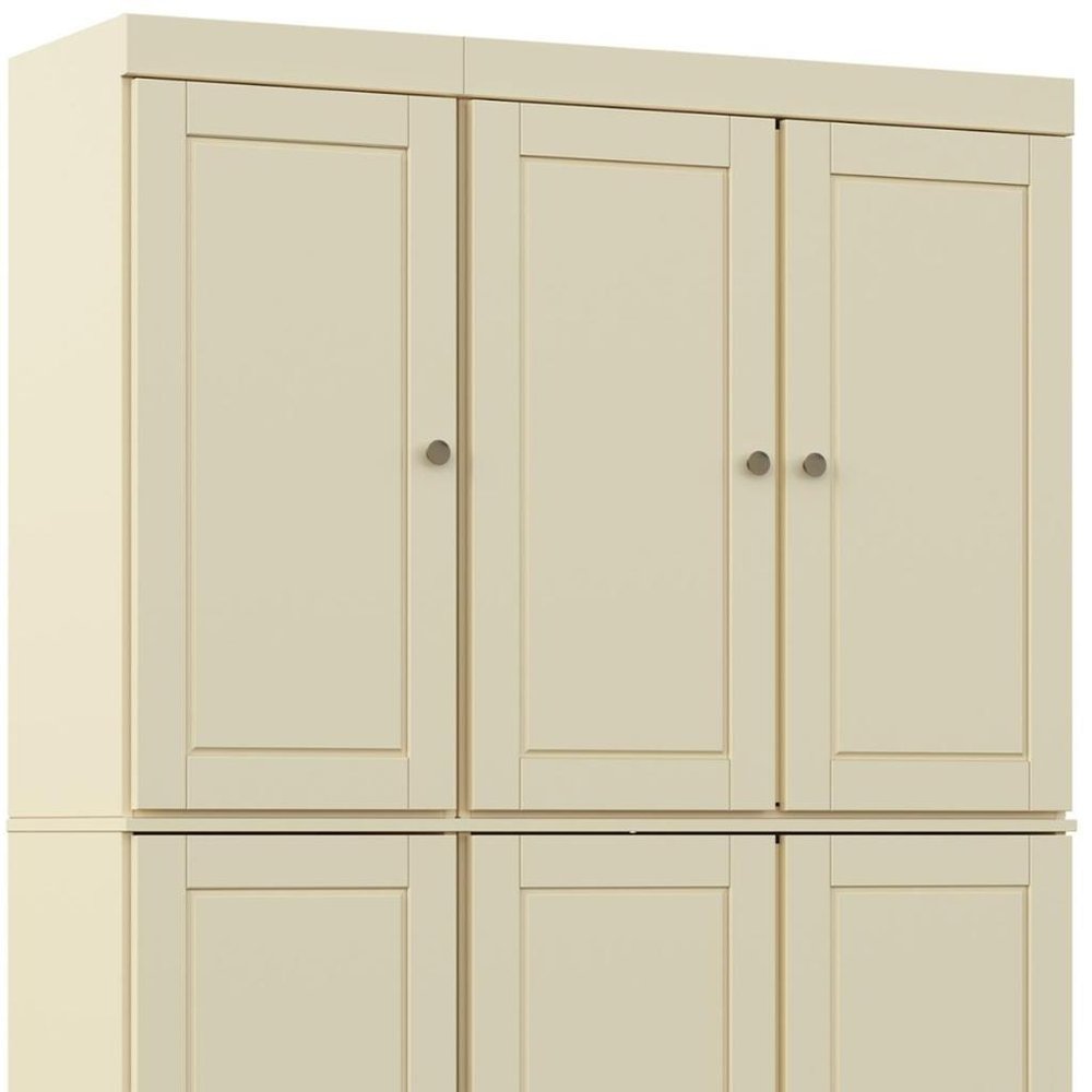 Yellow Solid Wood Six Door Two Drawer Pantry or Storage Closet - 72-inch