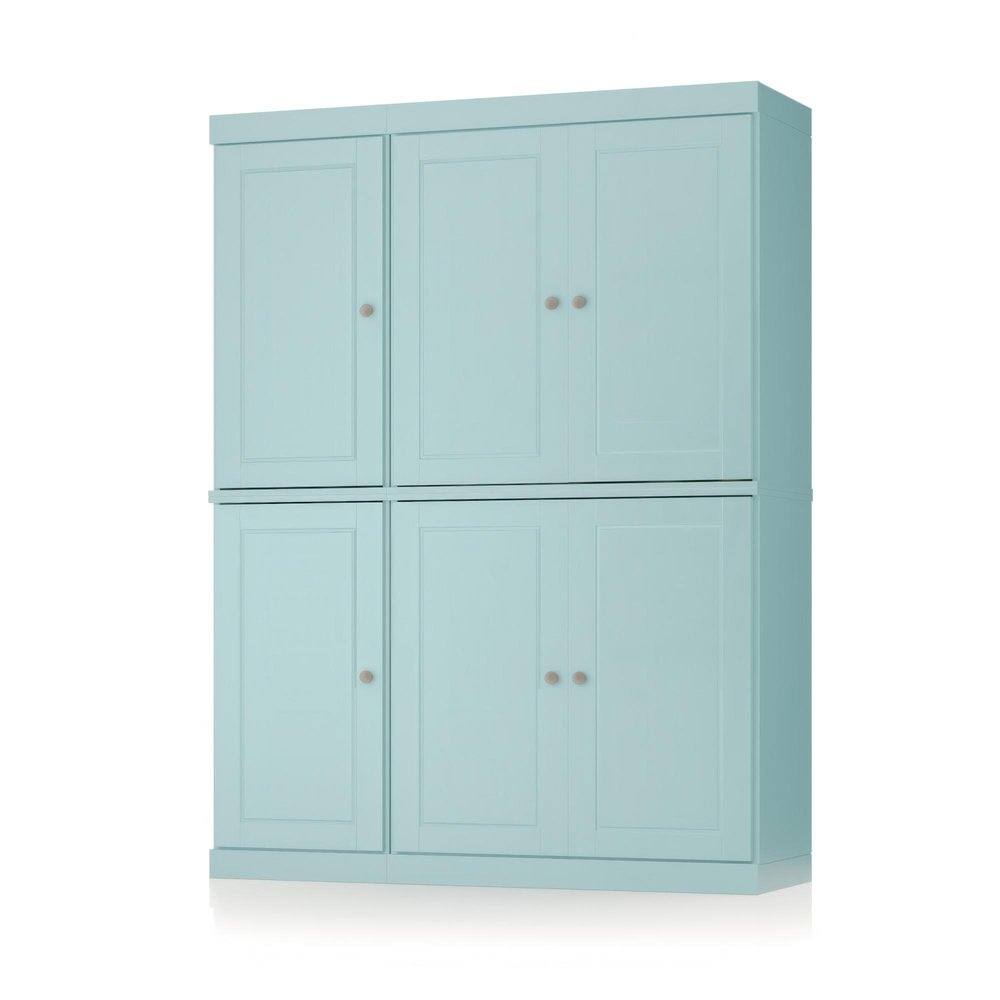 Aqua Solid Wood Six Door Two Drawer Pantry or Storage Closet - 72-inch