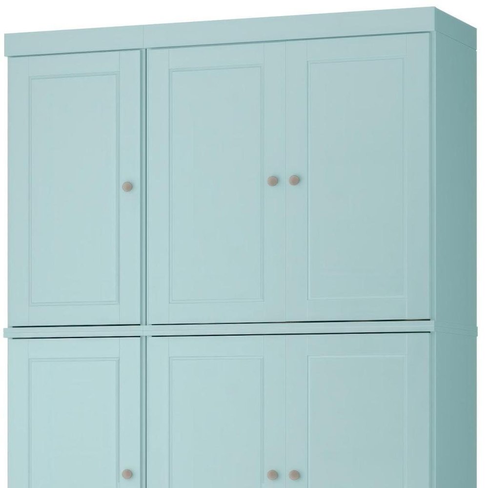 Aqua Solid Wood Six Door Two Drawer Pantry or Storage Closet - 72-inch