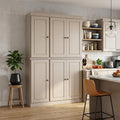 Beige Solid Wood Six Door Two Drawer Pantry or Storage Closet - 72-inch