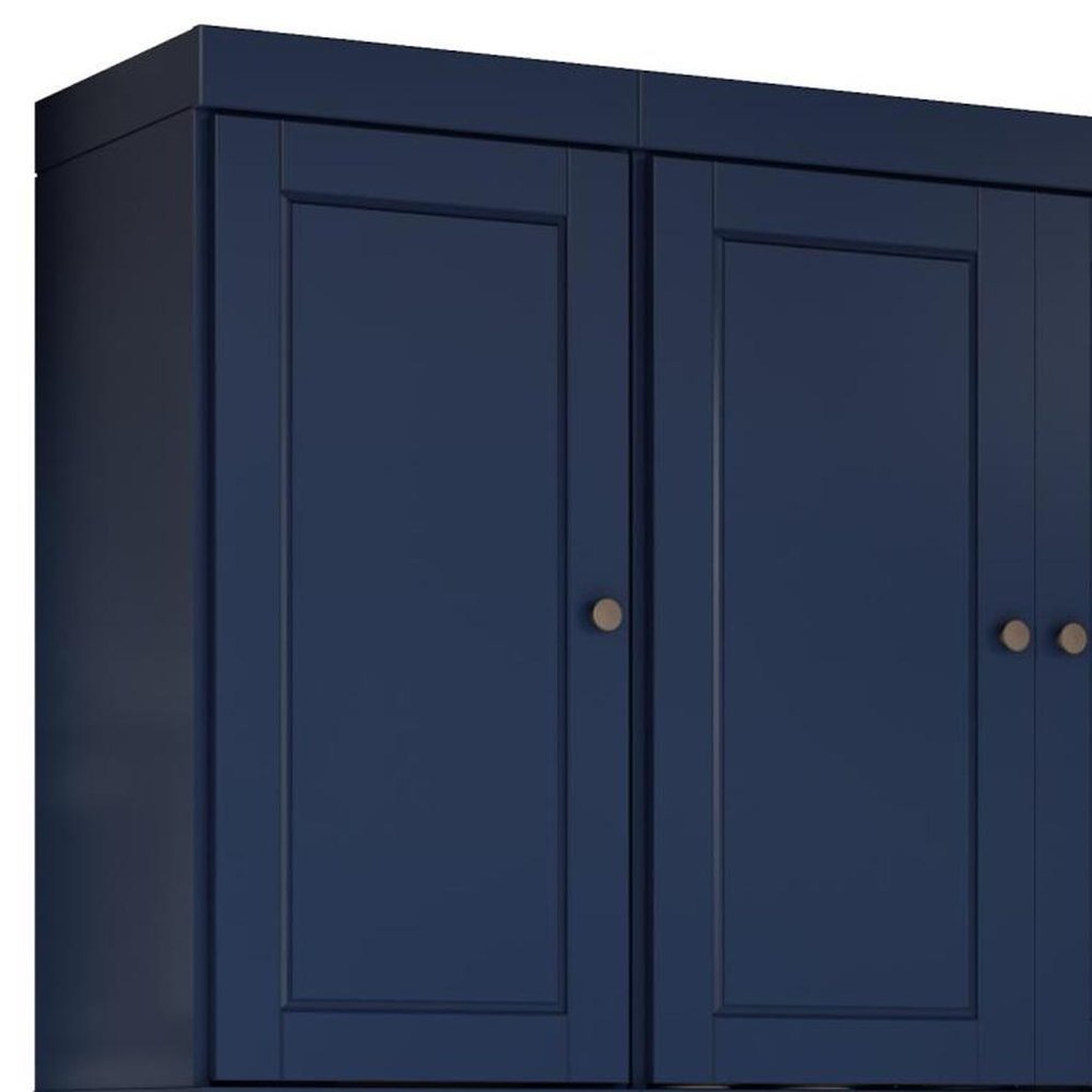 Navy Blue Solid Wood Six Door Two Drawer Pantry or Storage Closet - 72-inch