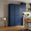 Navy Blue Solid Wood Six Door Two Drawer Pantry or Storage Closet - 72-inch