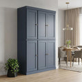 French Blue Solid Wood Six Door Two Drawer Pantry or Storage Closet - 72-inch