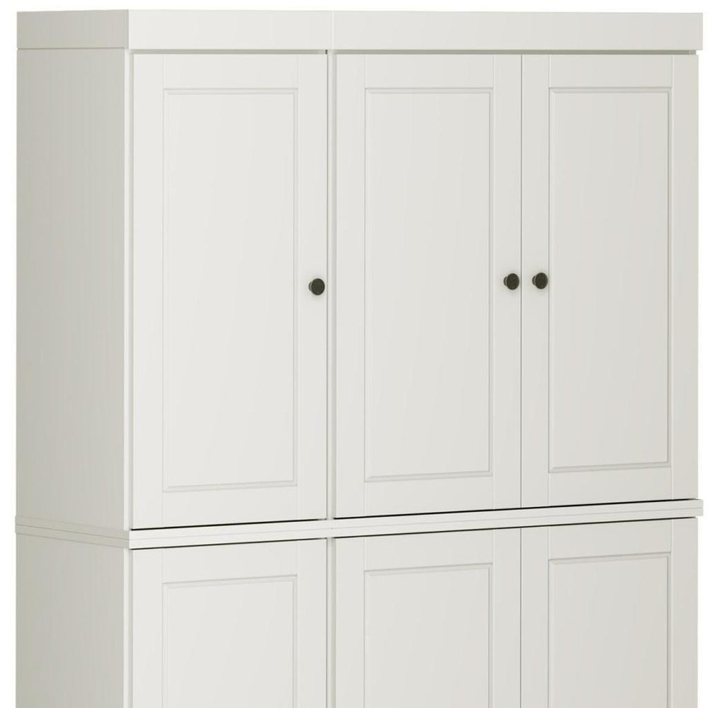 Off White Solid Wood Six Door Two Drawer Pantry or Storage Closet - 72-inch