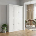 White Solid Wood Six Door Two Drawer Pantry or Storage Closet - 72-inch