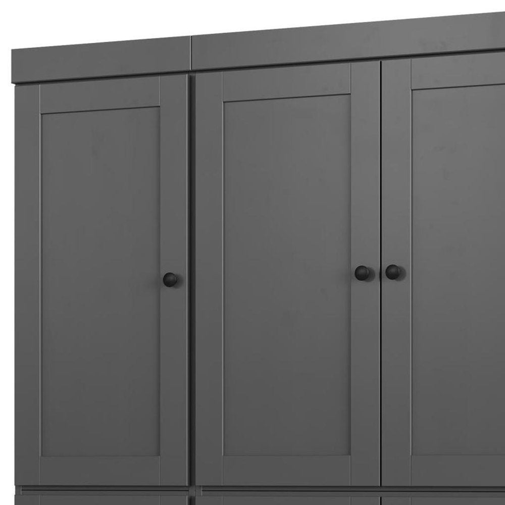 Gray Solid Wood Six Door Two Drawer Pantry or Storage Closet - 72-inch