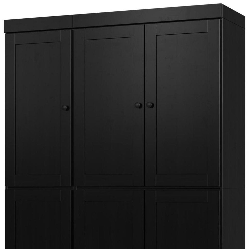 Black Solid Wood Six Door Two Drawer Pantry or Storage Closet - 72-inch