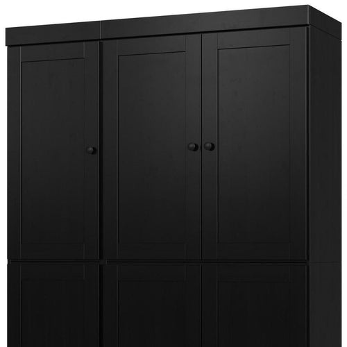 Black Solid Wood Six Door Two Drawer Pantry or Storage Closet - 72-inch