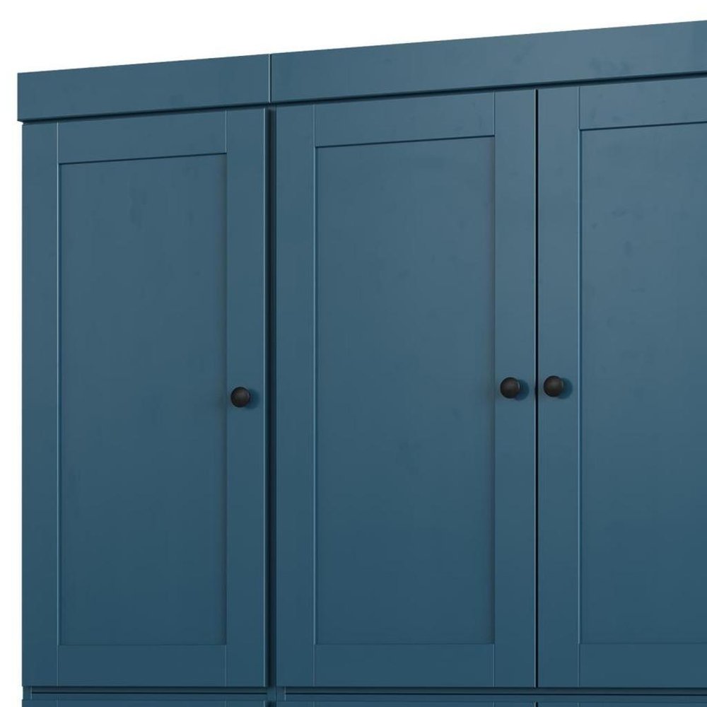 Teal Blue Solid Wood Six Door Two Drawer Pantry or Storage Closet - 72-inch