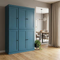 Teal Blue Solid Wood Six Door Two Drawer Pantry or Storage Closet - 72-inch