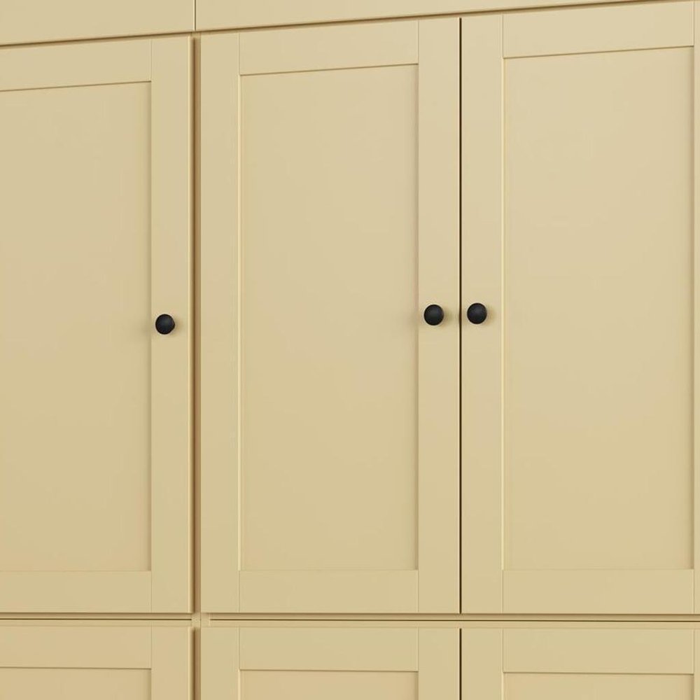Yellow Solid Wood Six Door Two Drawer Pantry or Storage Closet - 72-inch