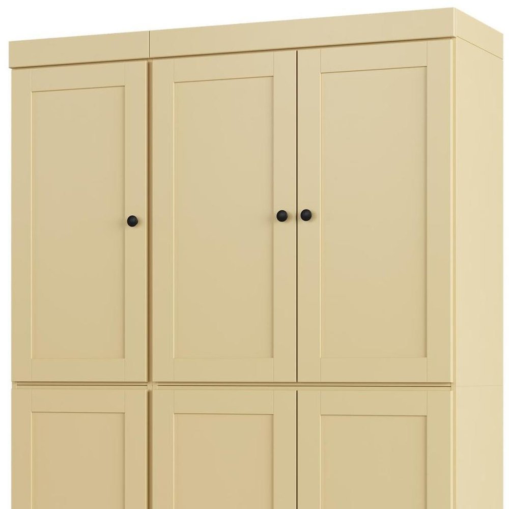 Yellow Solid Wood Six Door Two Drawer Pantry or Storage Closet - 72-inch