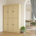 Yellow Solid Wood Six Door Two Drawer Pantry or Storage Closet - 72-inch