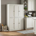 Off White Solid Wood Six Door Two Drawer Pantry or Storage Closet - 72-inch