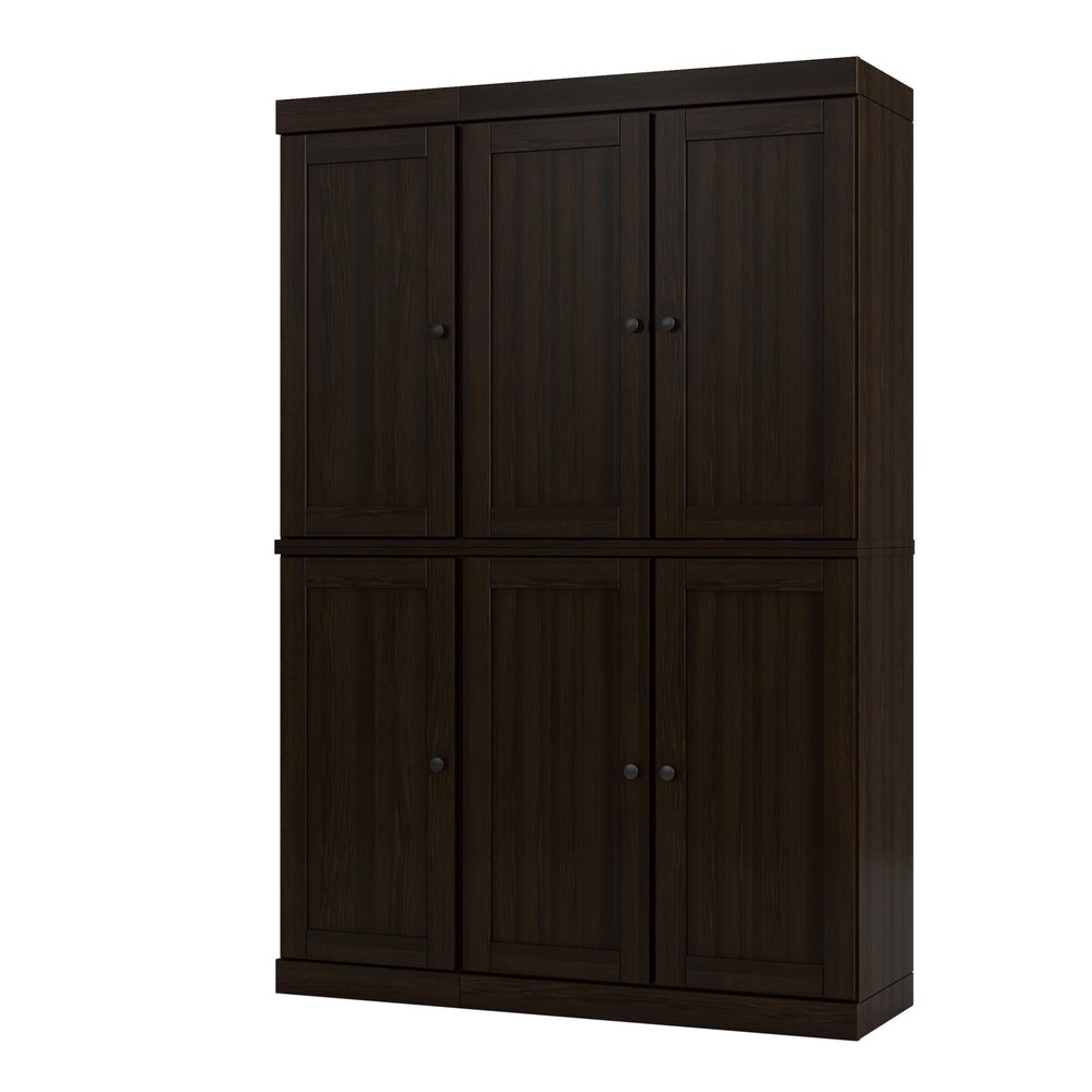 Espresso Solid Wood Six Door Two Drawer Pantry or Storage Closet - 72-inch