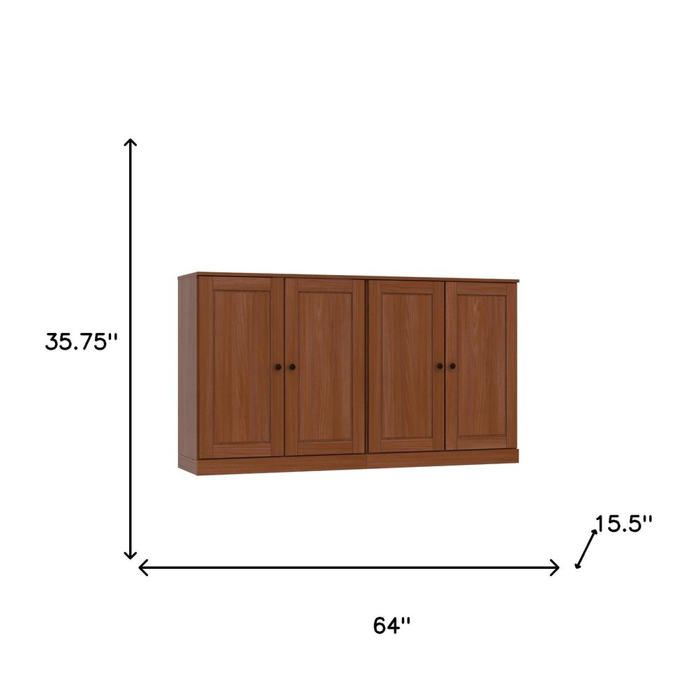 Coffee Solid Wood Sideboard with Two Doors - 64-inch