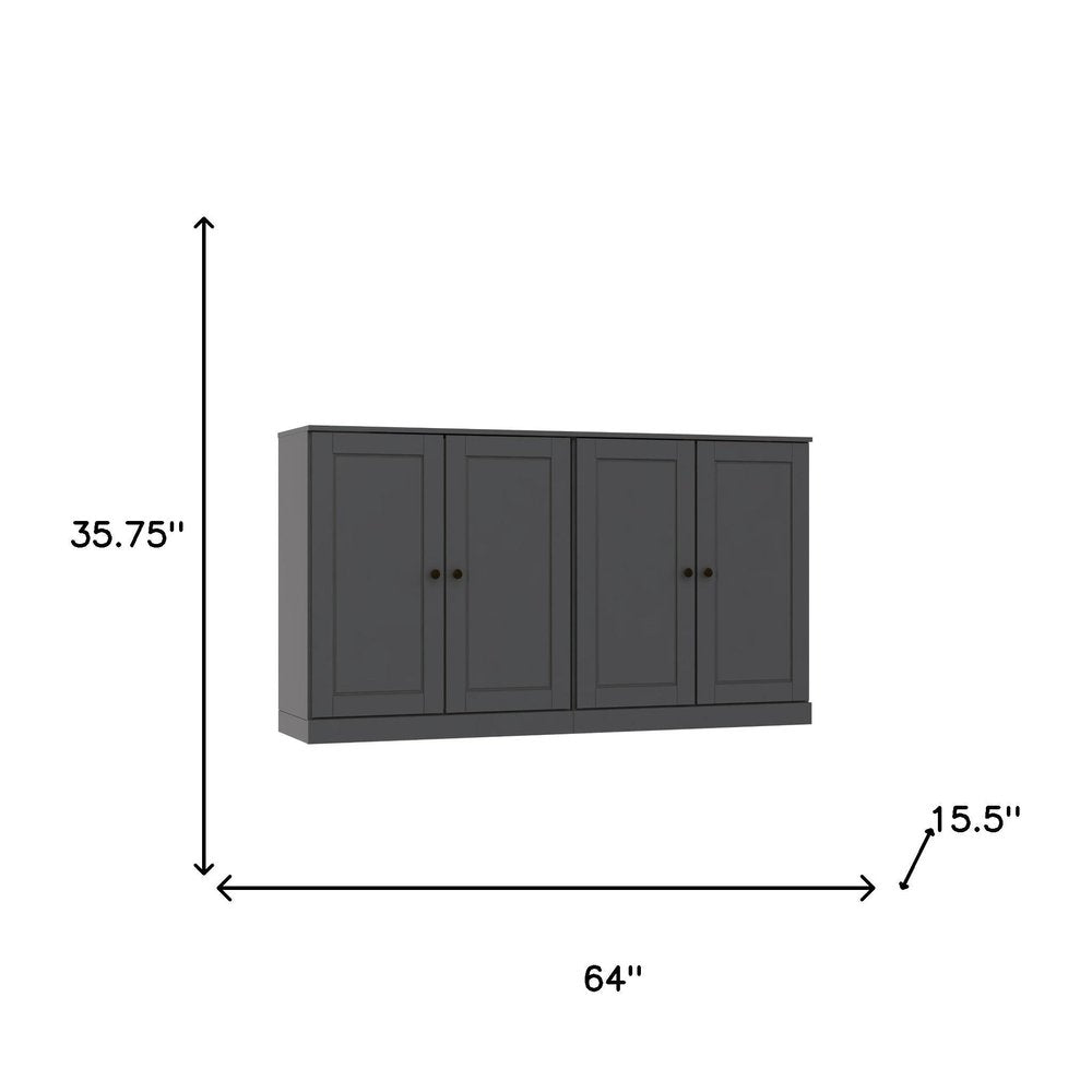 Gray Solid Wood Sideboard with Two Doors - 64-inch
