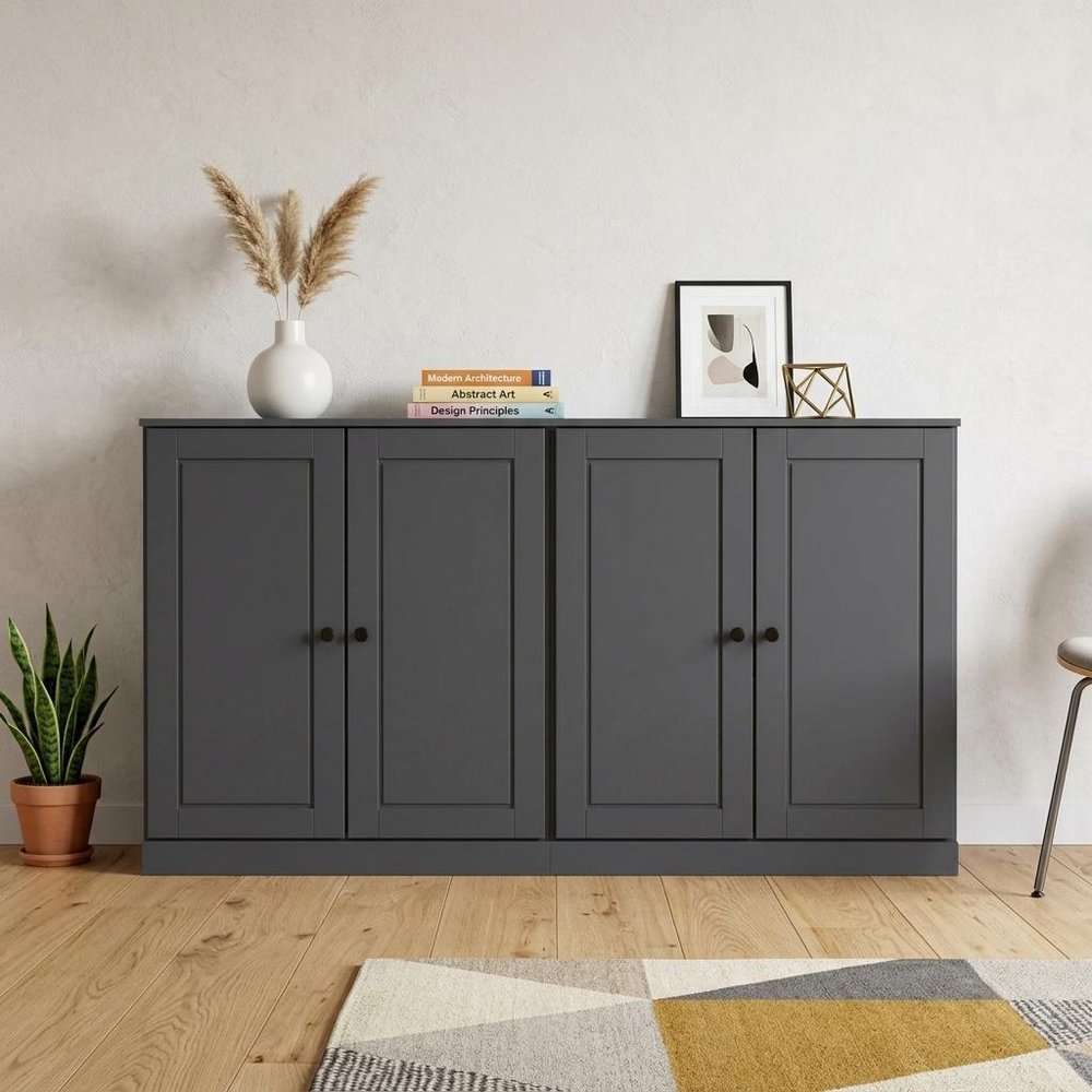 Gray Solid Wood Sideboard with Two Doors - 64-inch