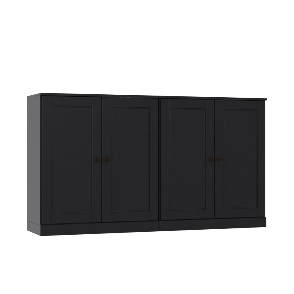 Black Solid Wood Sideboard with Two Doors - 64-inch