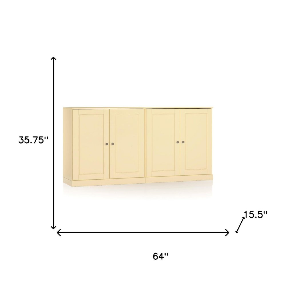 Yellow Solid Wood Sideboard with Two Doors - 64-inch
