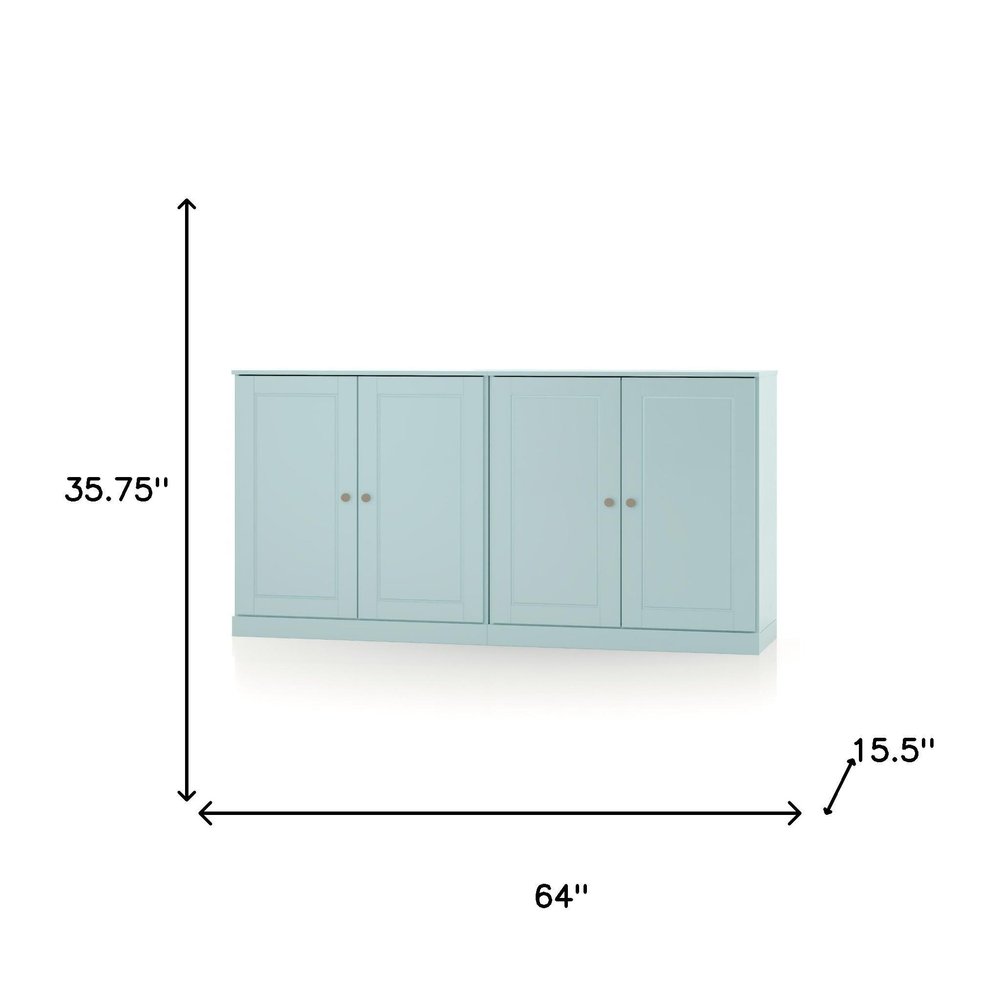 Aqua Solid Wood Sideboard with Two Doors - 64-inch