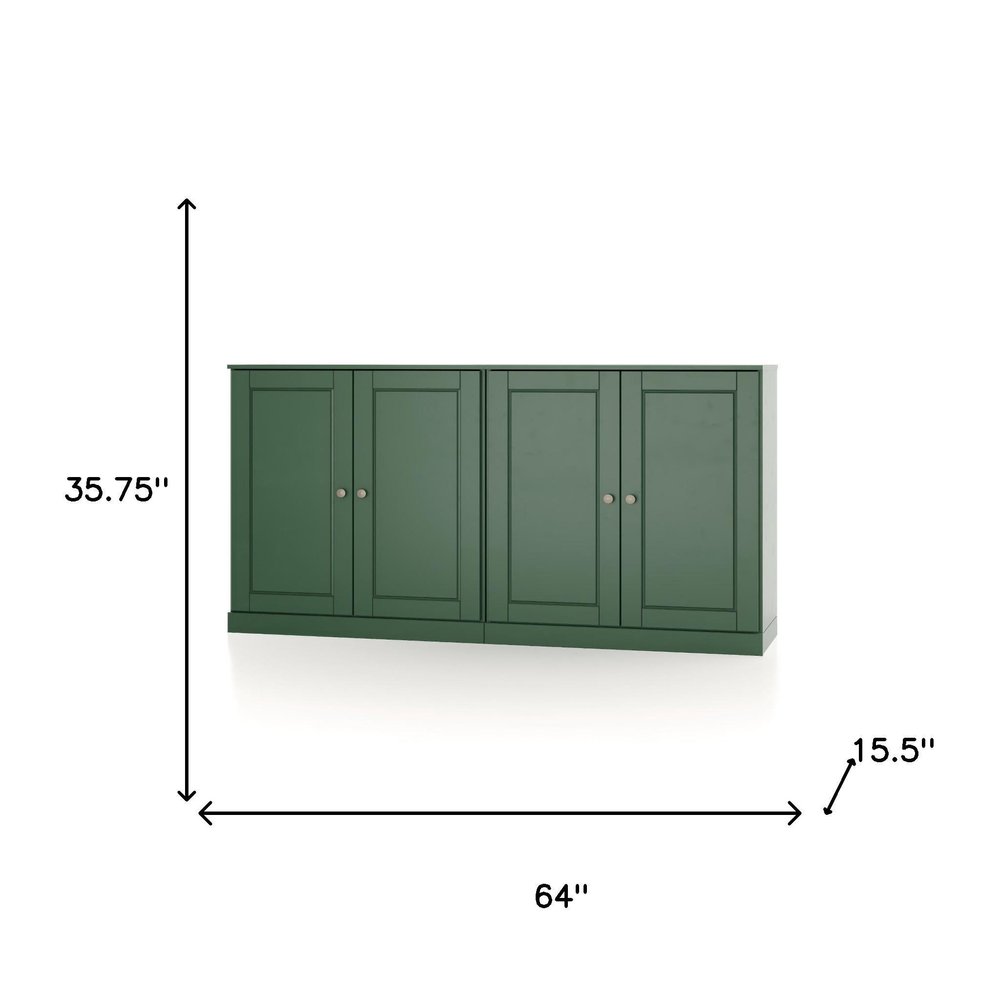 Green Solid Wood Sideboard with Two Doors - 64-inch