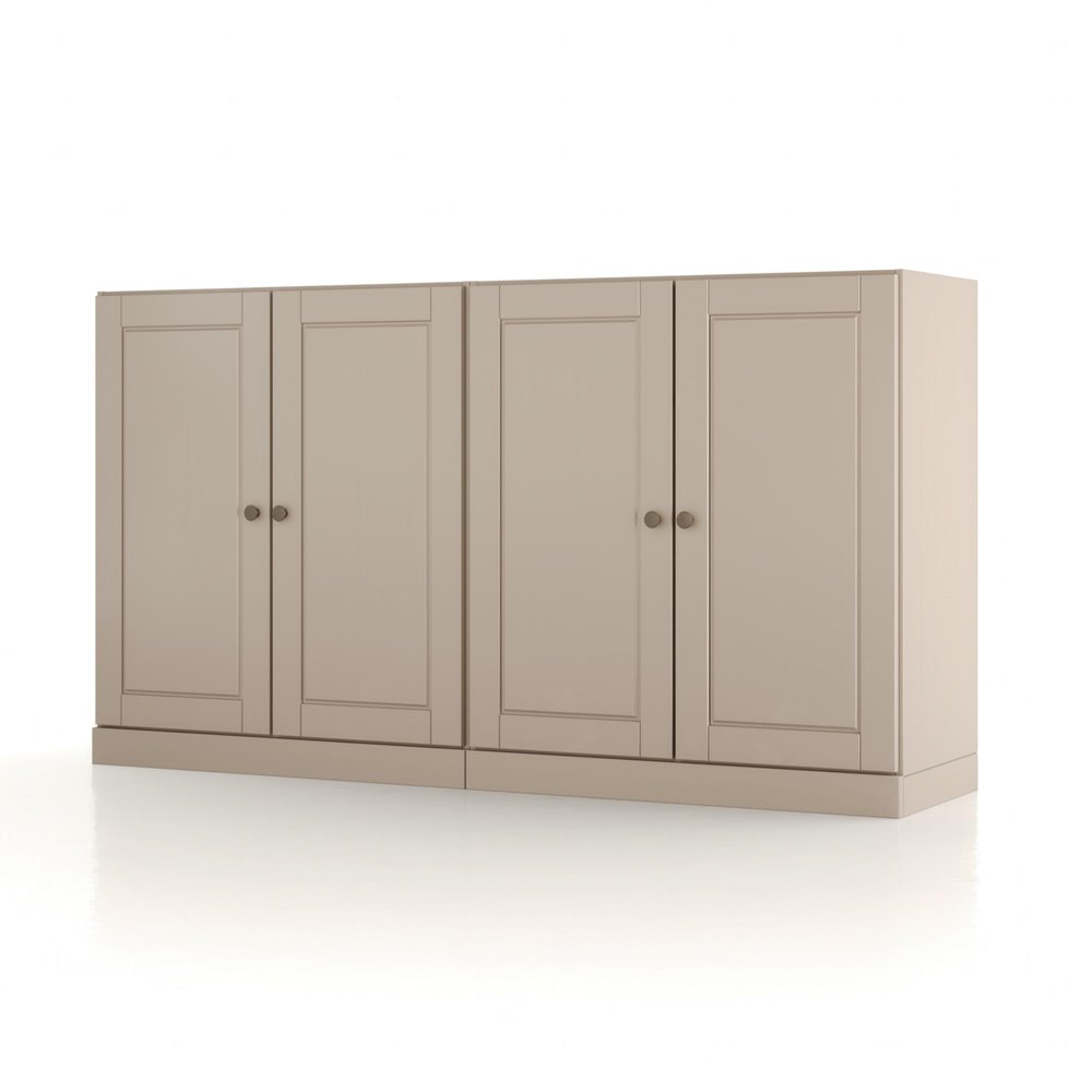 Beige Solid Wood Sideboard with Two Doors - 64-inch