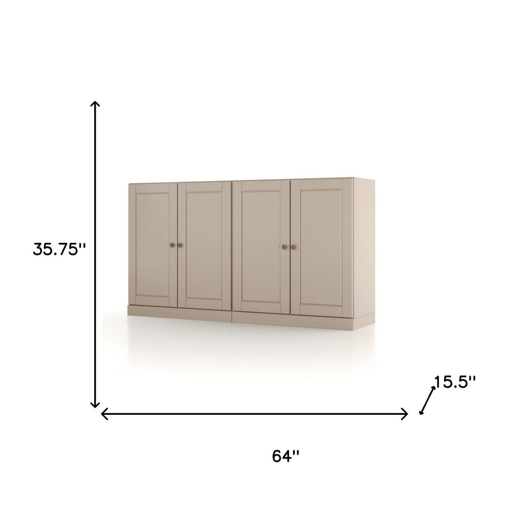 Beige Solid Wood Sideboard with Two Doors - 64-inch