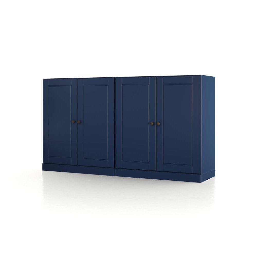 Navy Blue Solid Wood Sideboard with Two Doors - 64-inch