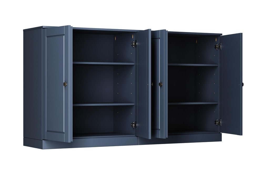 French Blue Solid Wood Sideboard with Two Doors - 64-inch