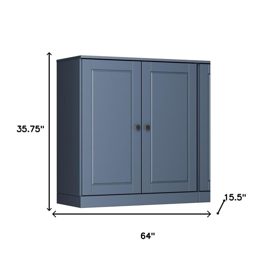 French Blue Solid Wood Sideboard with Two Doors - 64-inch