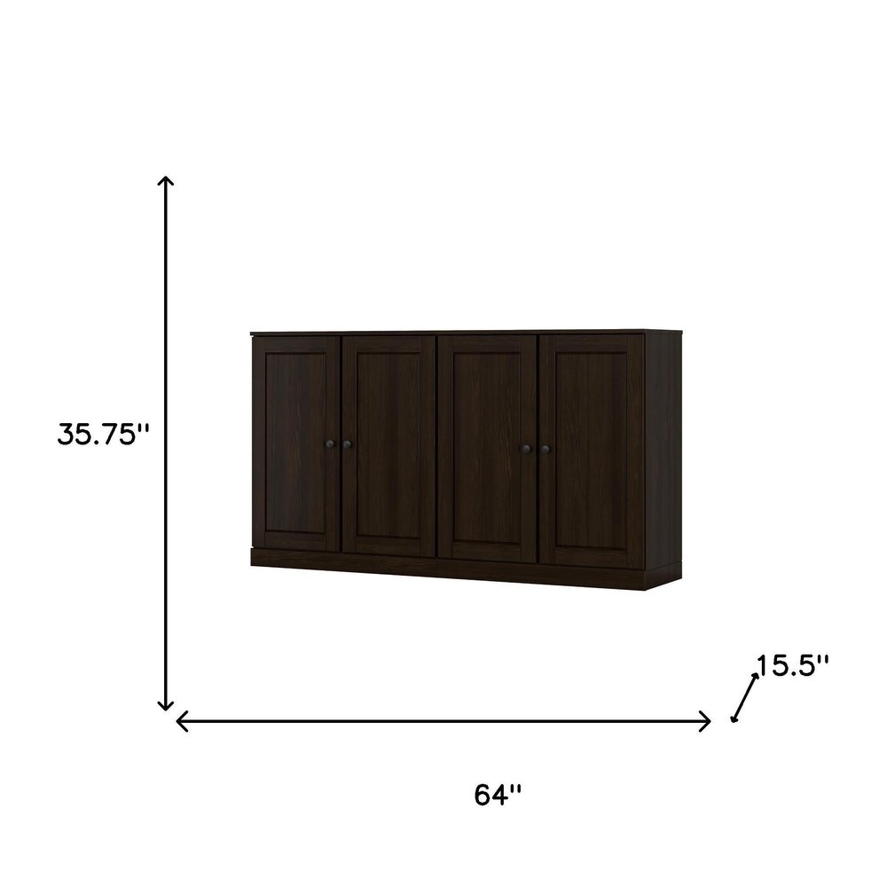 Espresso Solid Wood Sideboard with Two Doors - 64-inch