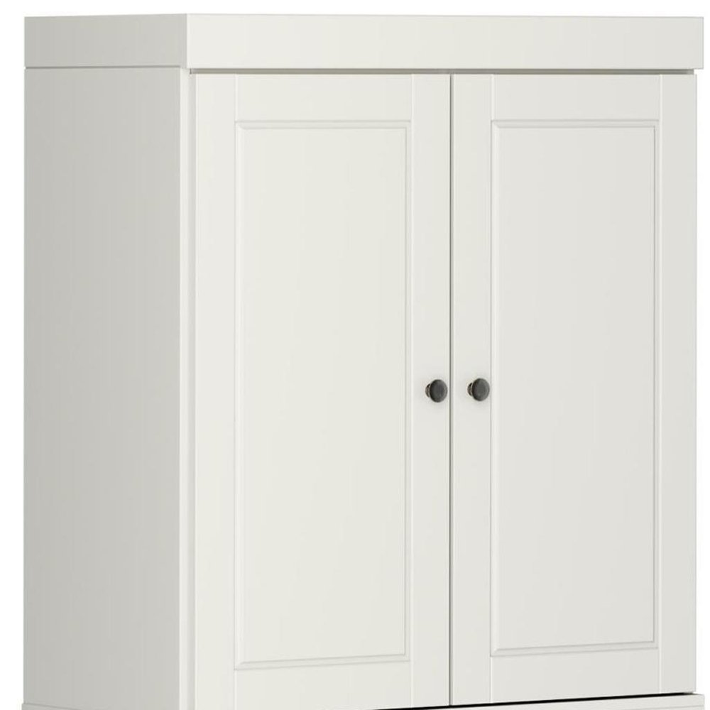Off White Solid Wood Four Door Pantry or Storage Closet - 72-inch