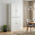 Off White Solid Wood Four Door Pantry or Storage Closet - 72-inch