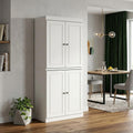 Off White Solid Wood Four Door Two Drawer Pantry or Storage Closet - 72-inch