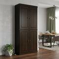 Espresso Solid Wood Four Door Two Drawer Pantry or Storage Closet - 72-inch