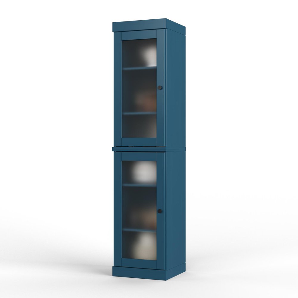 Teal Blue Solid Wood Two Door Pantry or Storage Closet - 72-inch