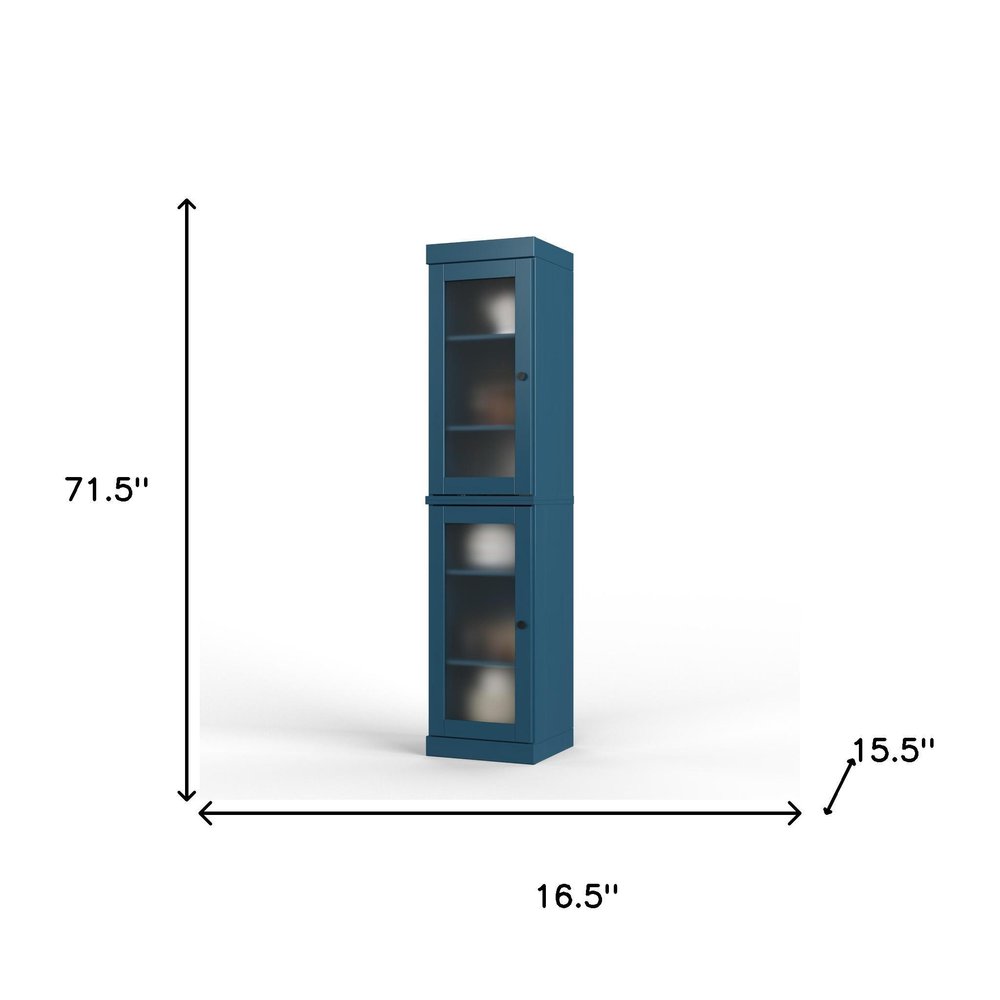 Teal Blue Solid Wood Two Door Pantry or Storage Closet - 72-inch