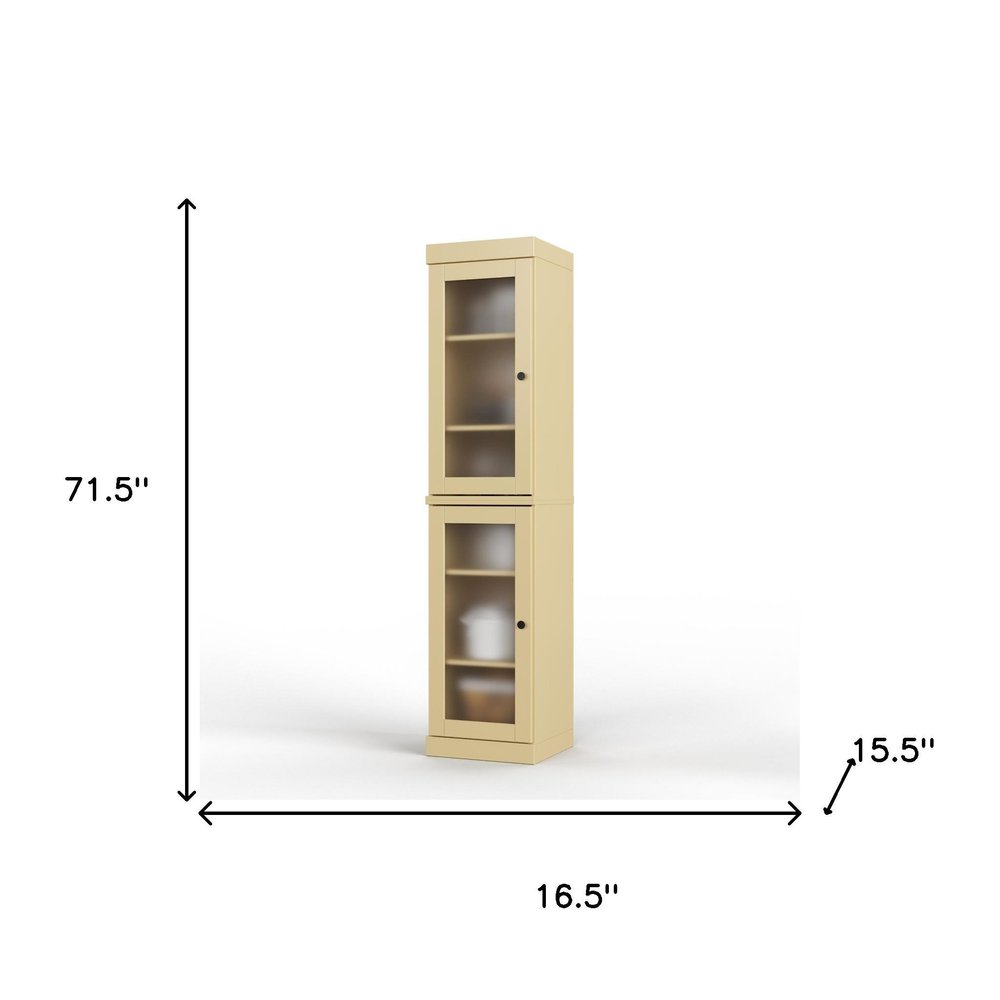 Yellow Solid Wood Two Door Pantry or Storage Closet - 72-inch