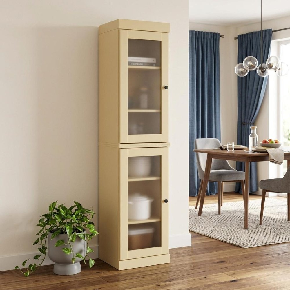 Yellow Solid Wood Two Door Pantry or Storage Closet - 72-inch