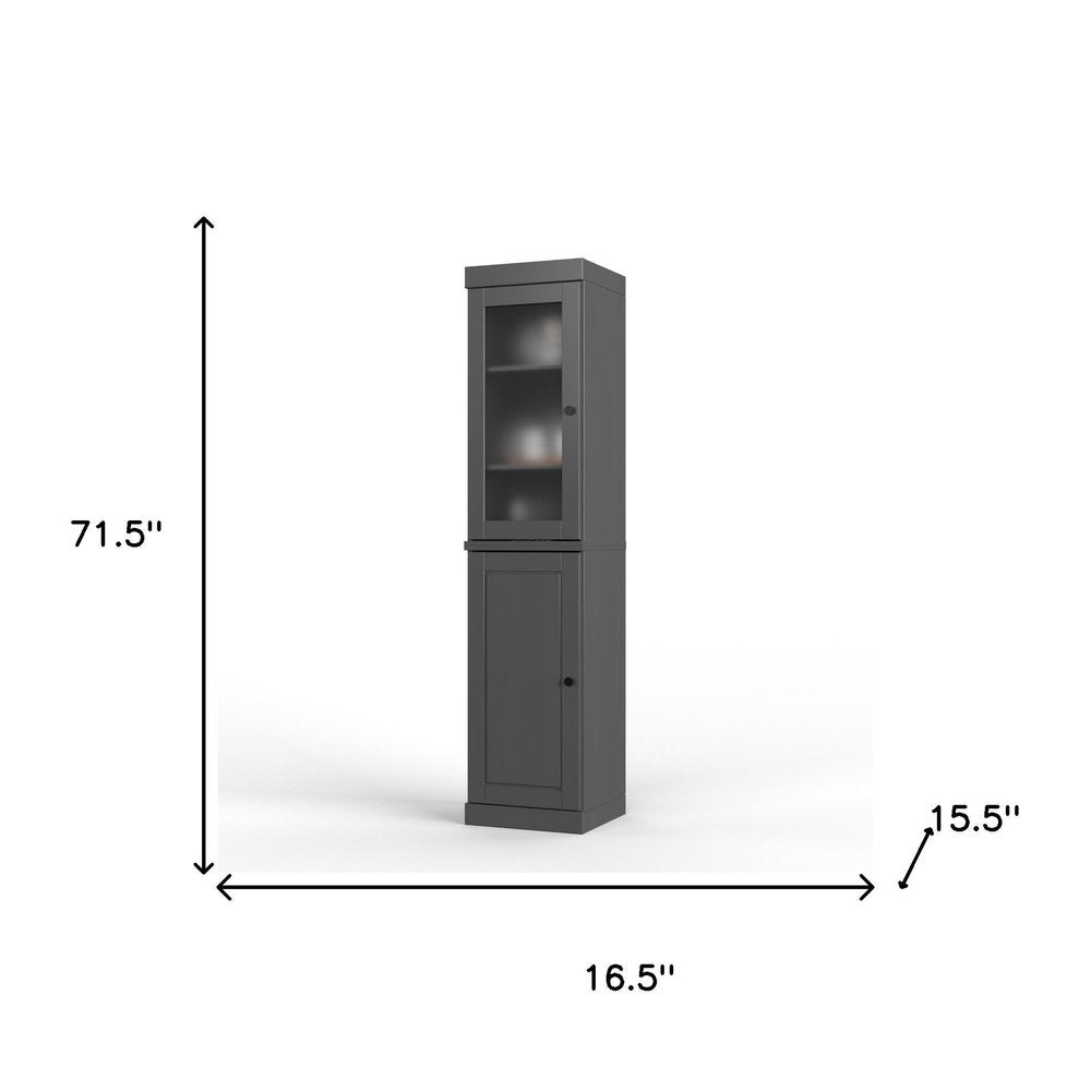 Gray Solid Wood Two Door Pantry or Storage Closet - 72-inch