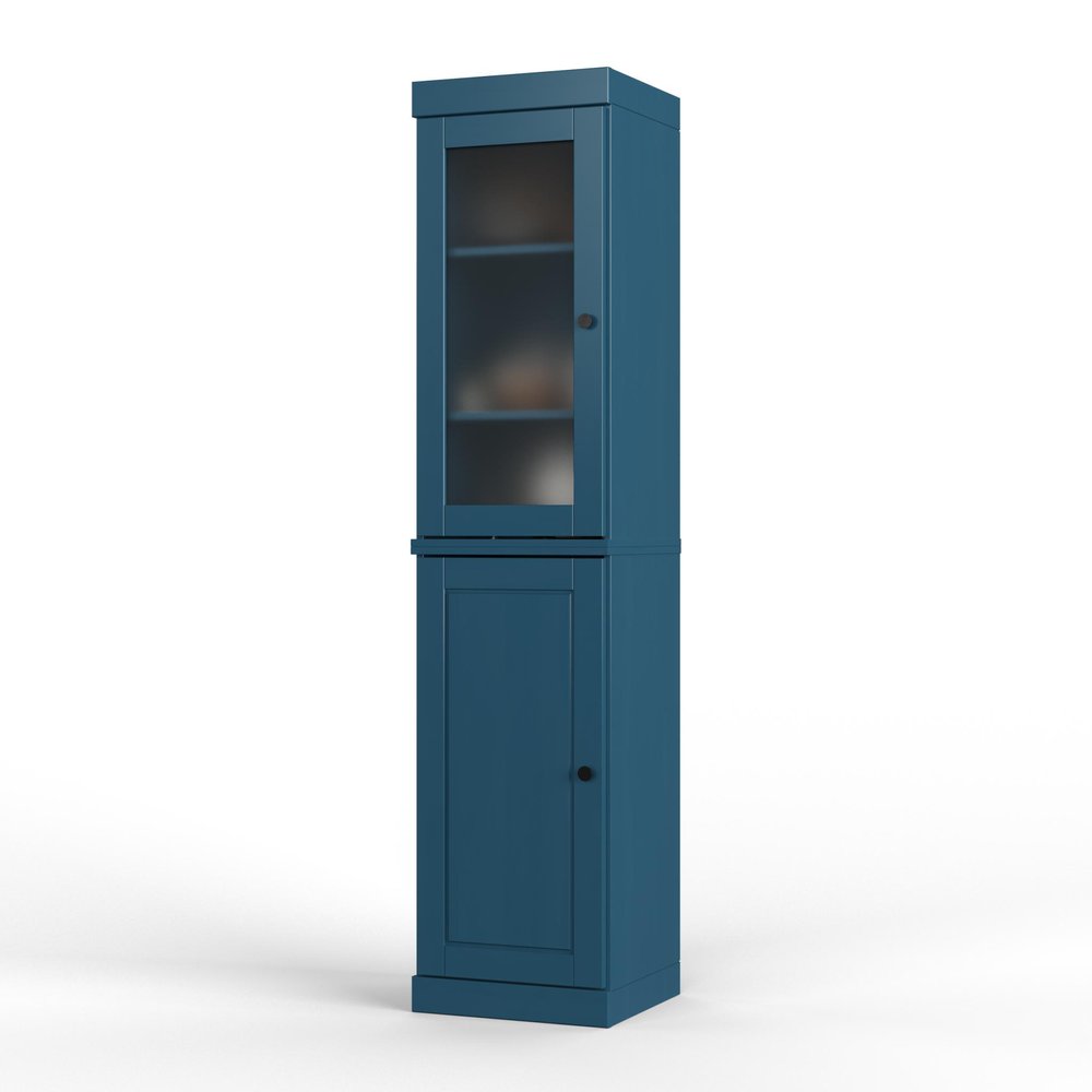 Teal Blue Solid Wood Two Door Pantry or Storage Closet - 72-inch