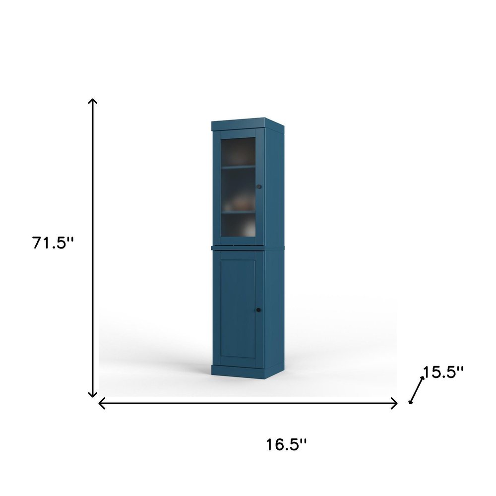 Teal Blue Solid Wood Two Door Pantry or Storage Closet - 72-inch