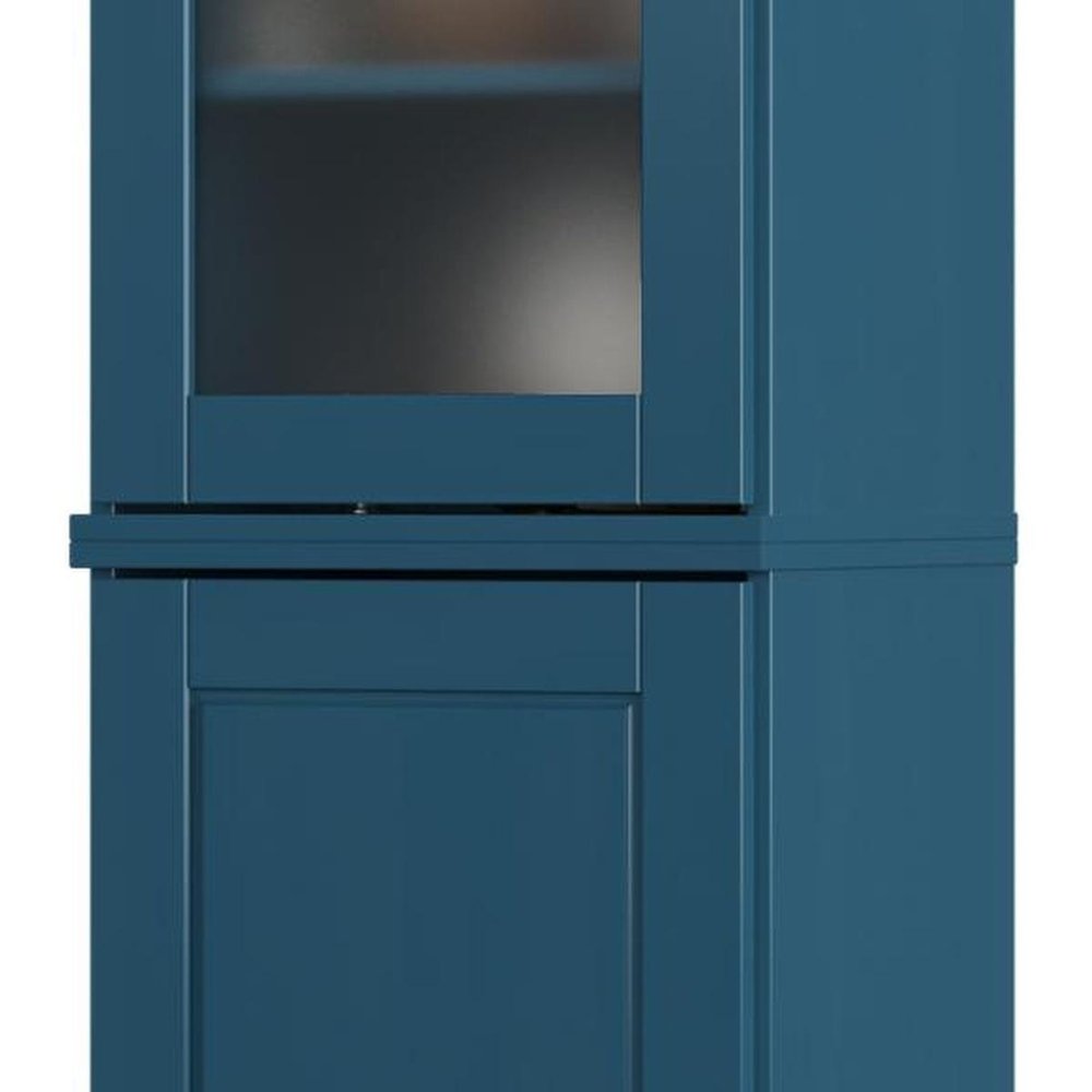 Teal Blue Solid Wood Two Door Pantry or Storage Closet - 72-inch