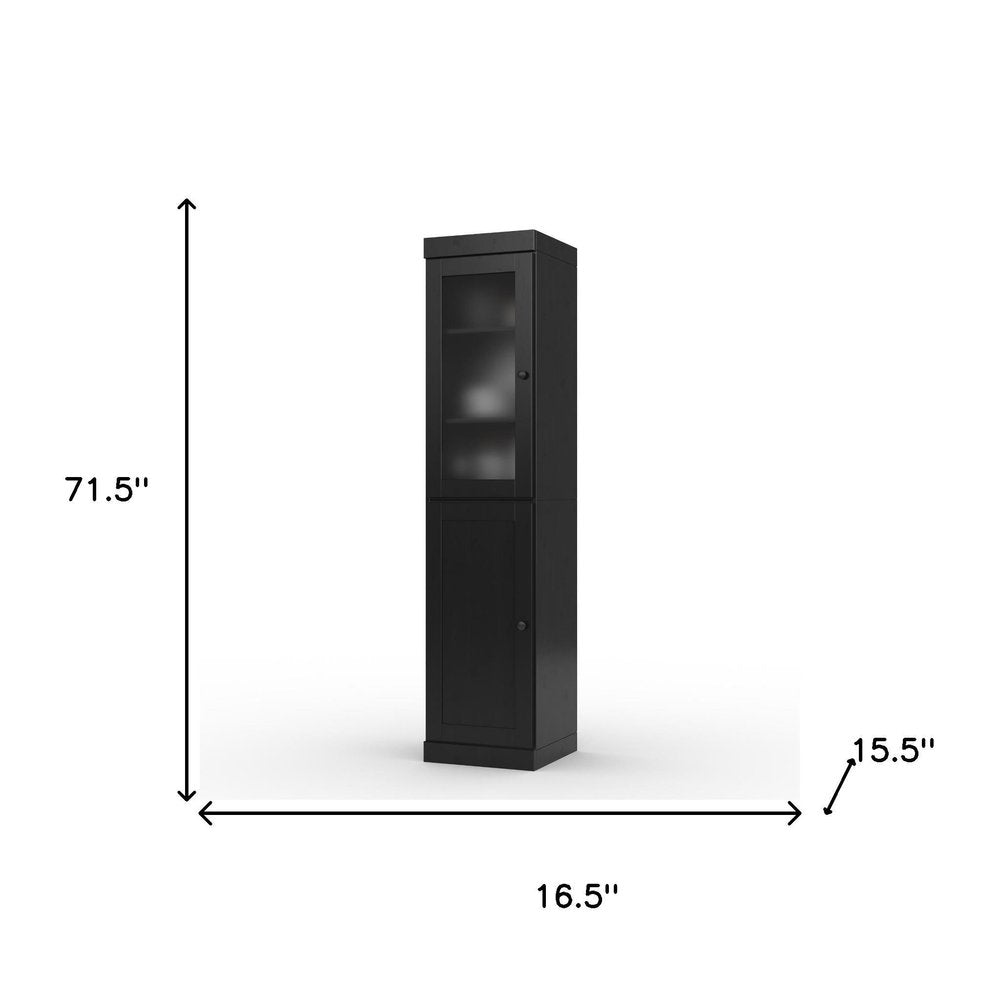 Black Solid Wood Two Door Pantry or Storage Closet - 72-inch