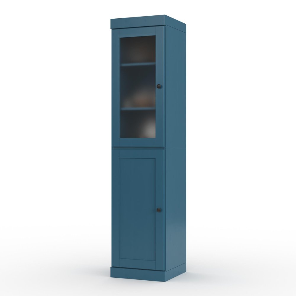 Teal Blue Solid Wood Two Door Pantry or Storage Closet - 72-inch