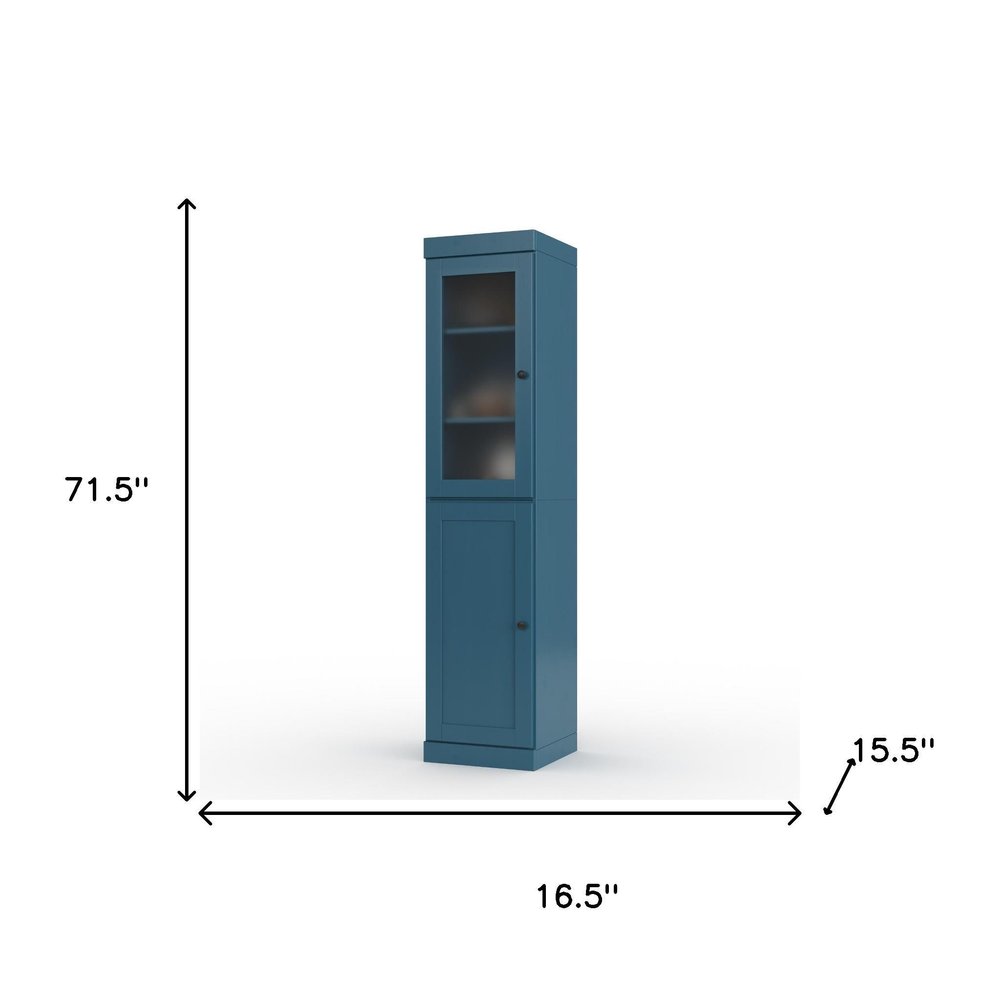 Teal Blue Solid Wood Two Door Pantry or Storage Closet - 72-inch