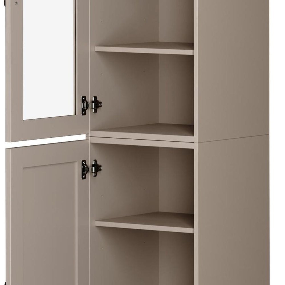 Beige Solid Wood Two Door Pantry or Storage Closet - 72-inch