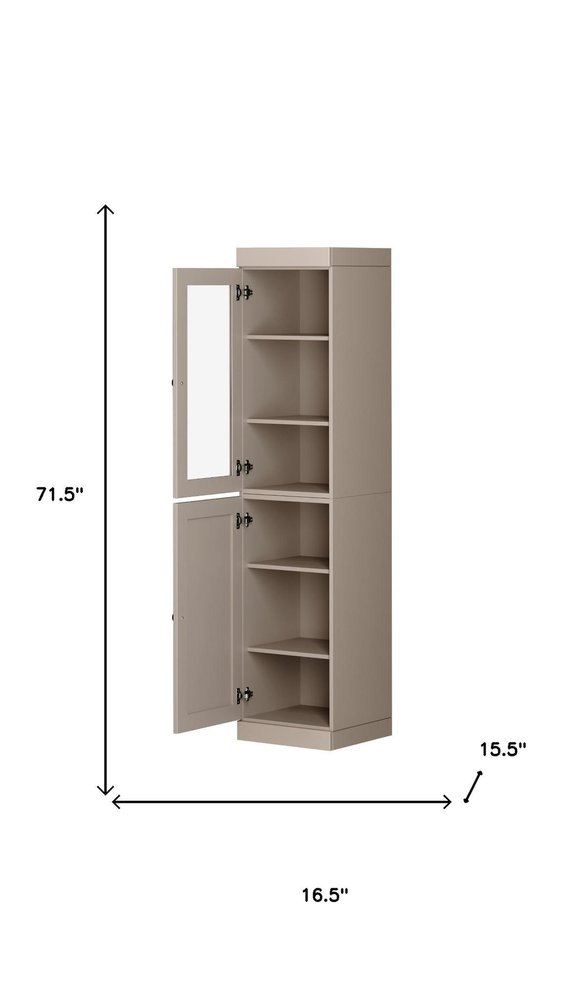 Beige Solid Wood Two Door Pantry or Storage Closet - 72-inch