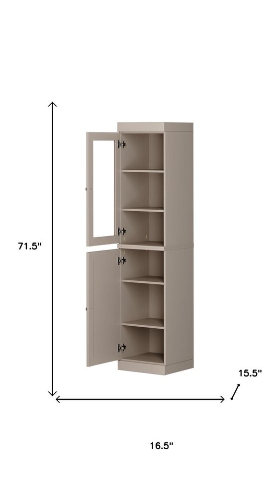 Beige Solid Wood Two Door Pantry or Storage Closet - 72-inch